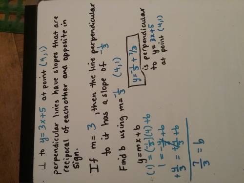 Find the equation of the line in the xy-plane that contains the point (4, 1) and that is perpendicul