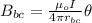 B_{bc} = \frac{\mu_o I}{4 \pi r_{bc}} \theta