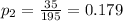 p_{2}  = \frac{35}{195} =0.179