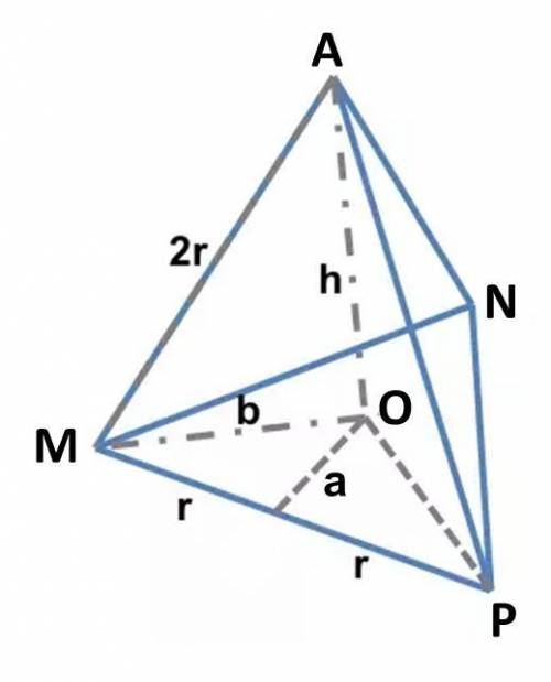 Given: MPNA pyramid All edges congruent AO = 36, AO ⊥ (MNP) Find: m∠AMO, AΔANM