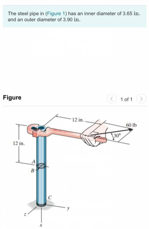 If it is fixed at C and subjected to the horizontal 60-lblb force acting on the handle of the pipe w