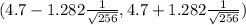 (4.7 - 1.282\frac{1}{\sqrt{256} } , 4.7 + 1.282\frac{1}{\sqrt{256} } )