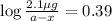 \log\frac{2.1\mu g}{a-x}=0.39