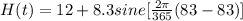 H(t)=12+8.3 sine [\frac{2 \pi}{365}(83-83)]