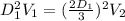 D_1^2V_1 = (\frac{2D_1}{3})^2V_2