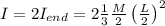 I = 2I_{end} = 2\frac{1}{3}\frac{M}{2}\left(\frac{L}{2}\right)^2