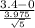 \frac{3.4-0}{\frac{3.975}{\sqrt{5} } }
