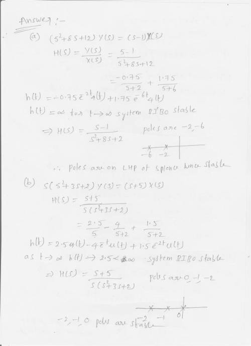 Explain, with reasons, whether the LTIC systems described by the following differential equations ar