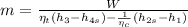 m=\frac{W}{\eta_t(h_3-h_{4s})-\frac{1}{\eta_c}(h_{2s}-h_1) }