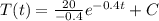 T(t)=\frac{20}{-0.4}e^{-0.4t}+C