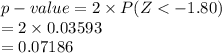 p-value=2\times P(Z