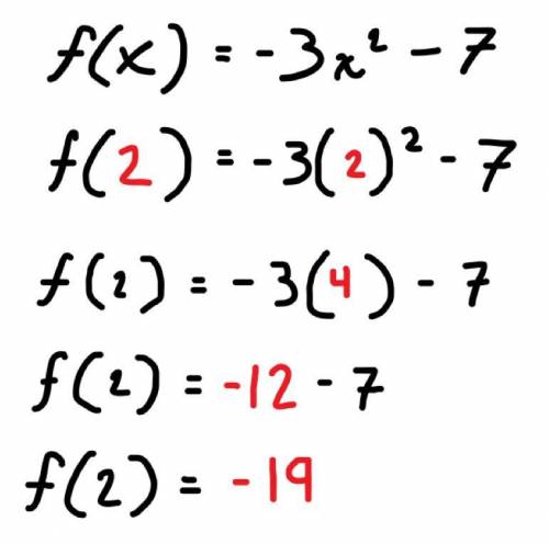 How can you find f(2) if f(x)=−3x2−7?