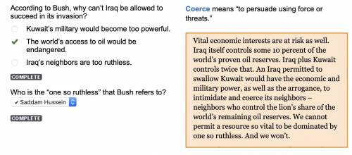 According to Bush, why can’t Iraq be allowed to succeed in its invasion? Kuwait’s military would bec
