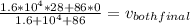 \frac{ 1.6*10^{4}*28 + 86*0}{1.6+10^{4} + 86} = v_{both final}