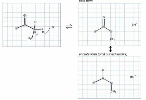 Draw the curved arrow(s) to depict the formation of the keto form of an enolate ion via a strong bas