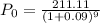 P_0=\frac{211.11}{(1+0.09)^9}