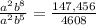 \frac{a^2b^8}{a^2b^5}=\frac{147,456}{4608}