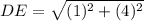 DE=\sqrt{(1)^2+(4)^2}