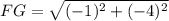 FG=\sqrt{(-1)^2+(-4)^2}