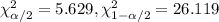 \chi^2_{\alpha/2}= 5.629, \chi^2_{1-\alpha/2}=26.119