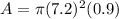 A=\pi (7.2)^{2} (0.9)