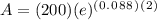 A=(200)(e)^(^0^.^0^8^8^)^(^2^)