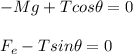 -Mg+Tcos\theta=0\\\\F_e-Tsin\theta=0