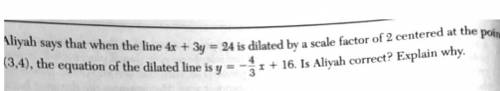 4X plus 3Y equals 24 is delayed by a scale factor of two centered at the .3, for the equation of the