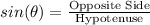sin(\theta)=\frac{\text{Opposite Side}}{\text{Hypotenuse}}