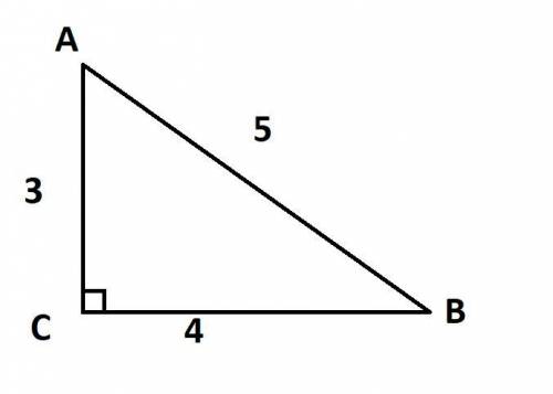 In the accompanying diagram of right triangle ABC, the hypotenuse if AB, AC = 3, BC = 4, and AB = 5.