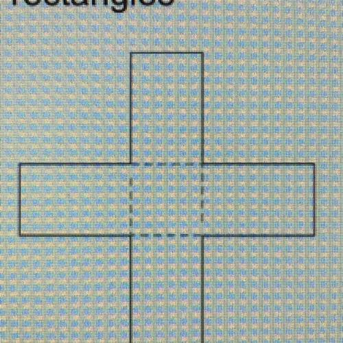 A cross shaped pattern is made by arranging four identical rectangles around the sides of a square.