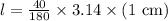 l=\frac{40}{180}\times 3.14 \times (1\text{ cm})