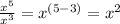 \frac{x^5}{x^3}=x^{(5-3)}=x^2