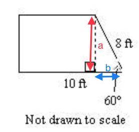 Find the area of the trapezoid. The figure is divided by the dashed line into a rectangle and a righ