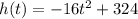 h(t) = -16t^{2} + 324