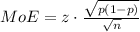 MoE = z \cdot \frac{\sqrt{p(1-p)} }{\sqrt{n} }  \\\\