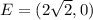E=(2\sqrt{2},0)