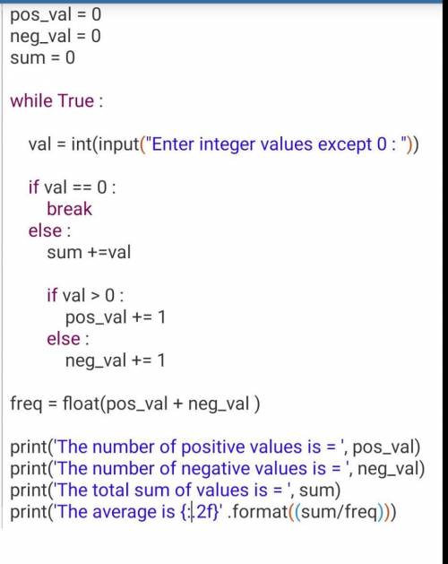 Write a program in python that reads an unspecified number of integers from the user, determines how