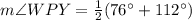 m\angle WPY=\frac{1}{2}(76^{\circ}+112^{\circ})