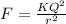 F = \frac{KQ^2}{r^2}