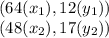 (64(x_{1}),12(y_{1}))\\(48(x_{2}),17(y_{2}))