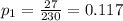 p_{1}=\frac{27}{230}=0.117