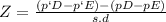 Z = \frac{(p`D - p`E) -(pD - pE)}{s.d}