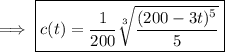 \implies\boxed{c(t)=\dfrac1{200}\sqrt[3]{\dfrac{(200-3t)^5}5}}