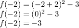 f(-2)= (-2+2)^2-3\\f(-2)= (0)^2-3\\f(-2)= -3\\