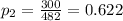 p_{2}=\frac{300}{482}=0.622
