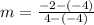 m=\frac{-2-(-4)}{4-(-4)}