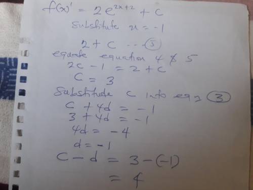 8. Let f be the function defined below, where c and d are constants. If f is differentiable at x=1,