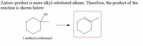 1) Draw the structure of only the Zaitsev product that would be obtained from the dehydration of 1-m