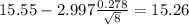 15.55-2.997\frac{0.278}{\sqrt{8}}=15.26